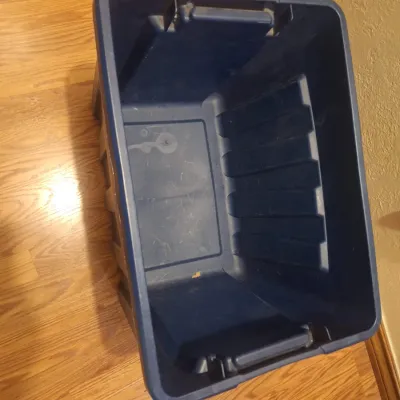 Sterilite Large Blue Plastic Storage Tote Bin with lid SEE NOTES