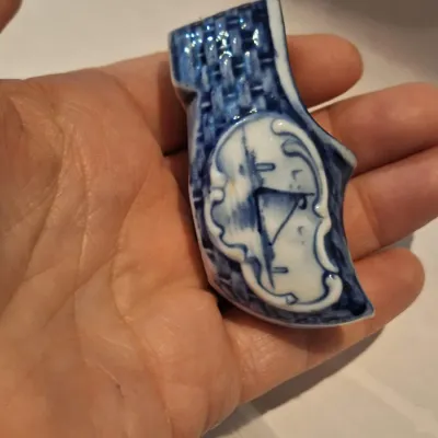 Vintage Blue & White Porcelain Dutch Shoe Clog Miniature Planter Sailboat Windmill Delft Style
