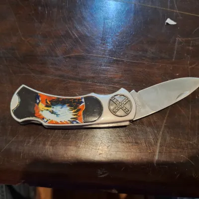 Bald Eagle Folding Pocket Knife Stainless Steel Blade Decorative Handle