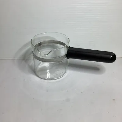 Vintage Clear Glass Stovetop Coffee Pot / Carafe Replacement with Black Handle & Chrome Band
