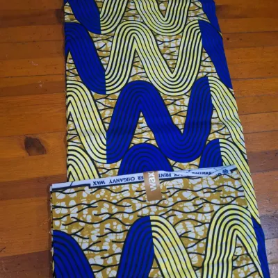 Assorted African Wax Print & Solid Fabric Lot – Colorful Geometric Patterns – 1 & 2 Yard Pieces