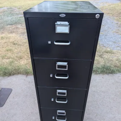 Black 4-Drawer Vertical Metal Filing Cabinet with Lock