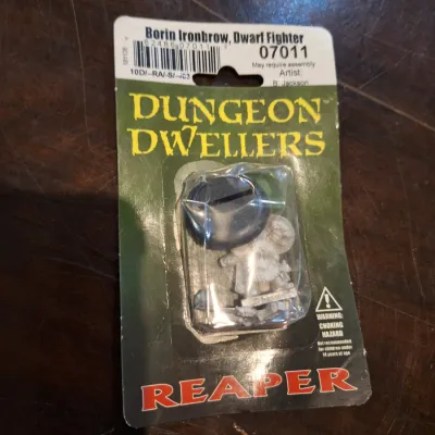 Reaper Dungeon Dwellers Borin Ironbrow Dwarf Fighter #07011 Unpainted Miniature