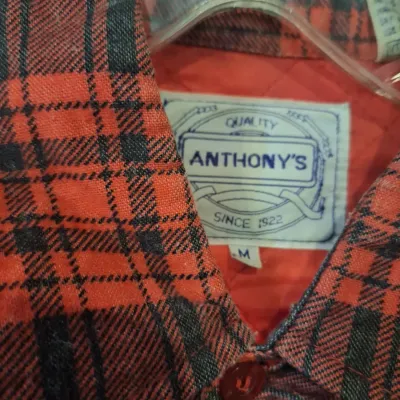 Vintage Anthony's Red & Black Plaid Quilted Flannel Shirt Jacket Size M