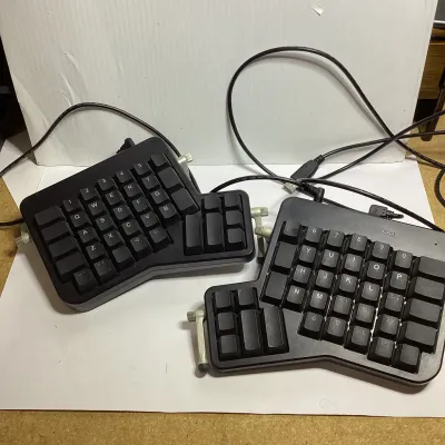 Pair of Split Ergonomic USB Keyboards with Adjustable Angles – Black