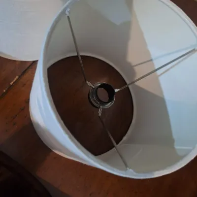 Pair of White Linen Drum Lamp Shades – Set of 2