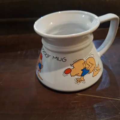 Russ Berrie “Klutz-Proof Mug” Comic Character Ceramic Coffee Mug – Novelty Wide Base Design