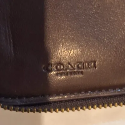 Coach Signature Floral Print Brown Zip-Around Accordion Wallet