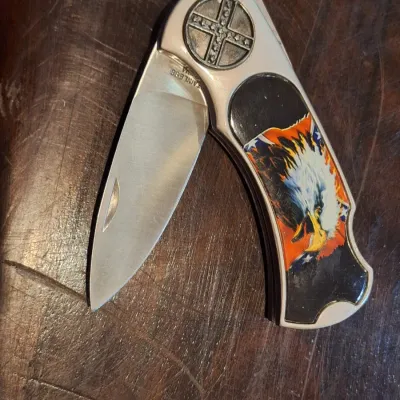 Bald Eagle Folding Pocket Knife Stainless Steel Blade Decorative Handle