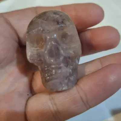 Carved Purple Amethyst Quartz Crystal Skull Figurine Mineral Stone