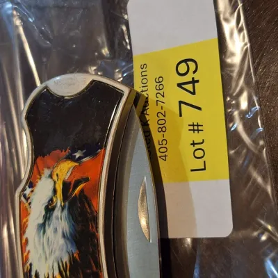 Bald Eagle Folding Pocket Knife Stainless Steel Blade Decorative Handle