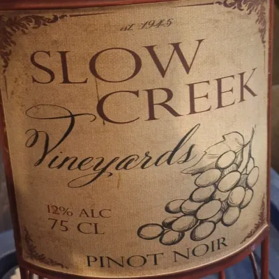 Slow Creek Vineyards Pinot Noir Wine Bottle Shaped Metal Floor Wine Rack Holder