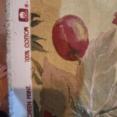 Fabric Scraps Waverly Screen Print Floral Fruit Upholstery Fabric & Coordinating Purple Floral Fabric