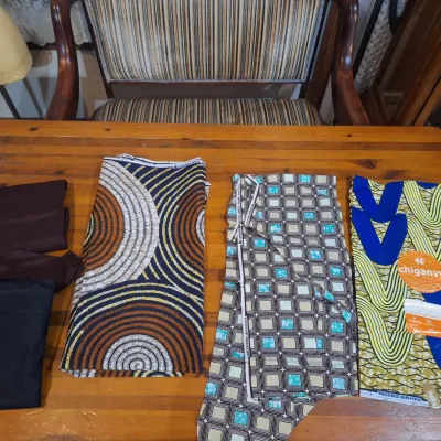Assorted African Wax Print & Solid Fabric Lot – Colorful Geometric Patterns – 1 & 2 Yard Pieces