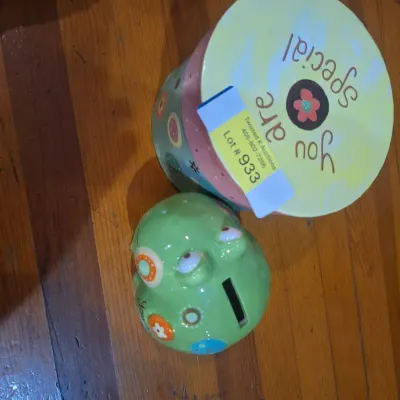 Green Ceramic Frog “You Are Special” Piggy Bank with Decorative Gift Box