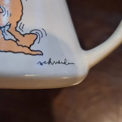 Russ Berrie “Klutz-Proof Mug” Comic Character Ceramic Coffee Mug – Novelty Wide Base Design
