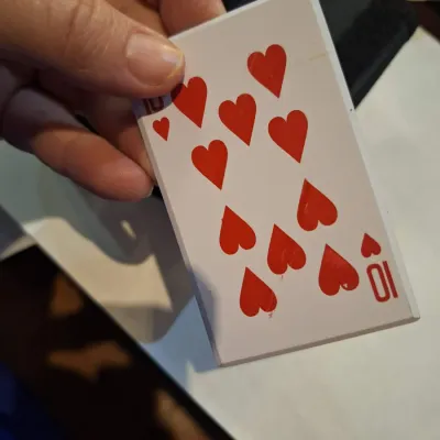 5 Metal Playing Cards 10 Through Ace of Hearts with Folding Display Case