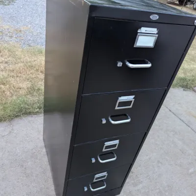 Black 4-Drawer Vertical Metal Filing Cabinet with Lock
