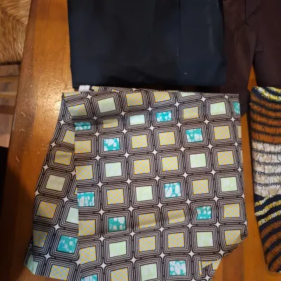 Assorted African Wax Print & Solid Fabric Lot – Colorful Geometric Patterns – 1 & 2 Yard Pieces