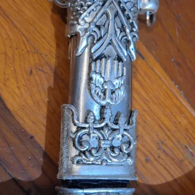 Ornate Medieval Fantasy Templar Knight Sword with Decorative Scabbard – Red Cross Accents