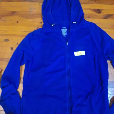 Danskin Now Women’s XL 16-18 Royal Blue Full Zip Hooded Athletic Jacket Cotton Blend