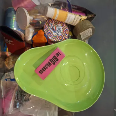 Large Tub of Assorted Craft, Party & Gift Supplies – Ribbon, Balloons, Gift Bags, Cards, Stickers, Foam Shapes, Paint, Fabric & More