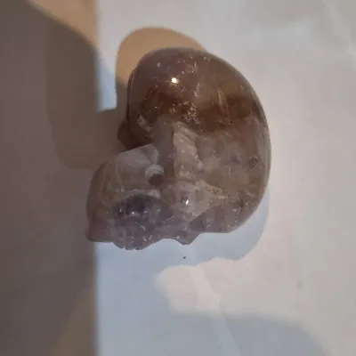 Carved Purple Amethyst Quartz Crystal Skull Figurine Mineral Stone