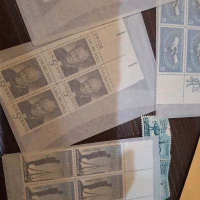 Vintage Mint U.S. Postage Stamp Plate Block Collection – JFK, Churchill, Emily Dickinson, John Sloan, UN, Space & Commemoratives