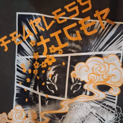 Fearless tiger graphic pullover hoodie size small- read description.