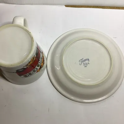 Fiesta USA Fall Camper & Red Volkswagen Bus Mug and Plate Set