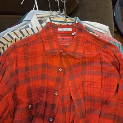 Lot of 6 Men's Long Sleeve Button-Up Shirts Wrangler Stetson Carhartt Homestead Striped Plaid