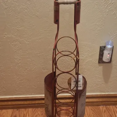 Slow Creek Vineyards Pinot Noir Wine Bottle Shaped Metal Floor Wine Rack Holder