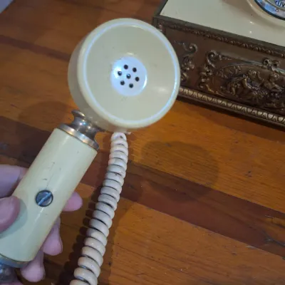 Vintage Ornate French Provincial Style Rotary Telephone Cream & Gold Decorative Cherub Base