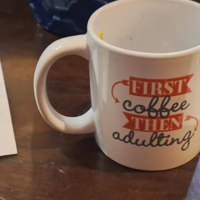 "First Coffee Then Adulting" White Ceramic Coffee Mug