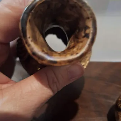 Pair Chinese Asian Ceramic Relief Landscape Vases Brown Drip Glaze Pagoda Temple Scenic Design