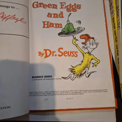 Dr. Seuss Hardcover Children’s Book Lot – Green Eggs and Ham, One Fish Two Fish, Mulberry Street & ABC