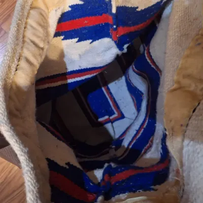Large Southwestern Saddle Blanket Gear Tote Bag – Red White Blue Woven Horse Tack Carry Bag