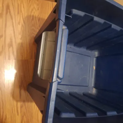 Sterilite Large Blue Plastic Storage Tote Bin with lid SEE NOTES