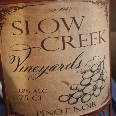 Slow Creek Vineyards Pinot Noir Wine Bottle Shaped Metal Floor Wine Rack Holder