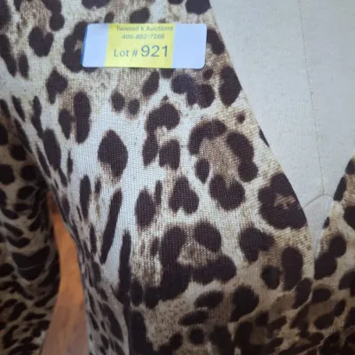 Chicos size 1 (or size XL) Leopard Animal Print Open Front 3/4 Sleeve Knit Cardigan