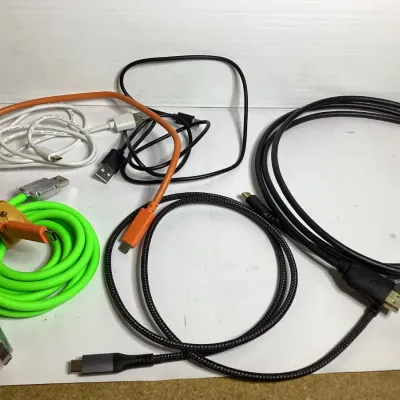Gray & Orange Electronics Cable Organizer Travel Case with Assorted USB, HDMI & Charging Cables