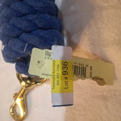Hamilton Products Blue Cotton Braided Horse Lead Rope with Brass-Tone Snap