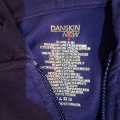 Danskin Now Women’s XL 16-18 Royal Blue Full Zip Hooded Athletic Jacket Cotton Blend