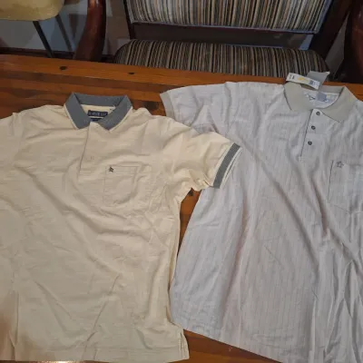 2 Grand Slam Men’s Polo Golf Shirts – Large – Performance & Munsingwear – Cream/Tan