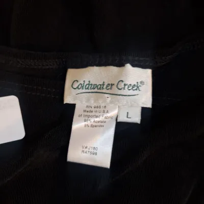 Coldwater Creek Women’s Black Asymmetrical Neck 3/4 Sleeve Stretch Top Size Large