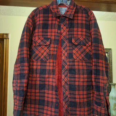 Vintage Anthony's Red & Black Plaid Quilted Flannel Shirt Jacket Size M