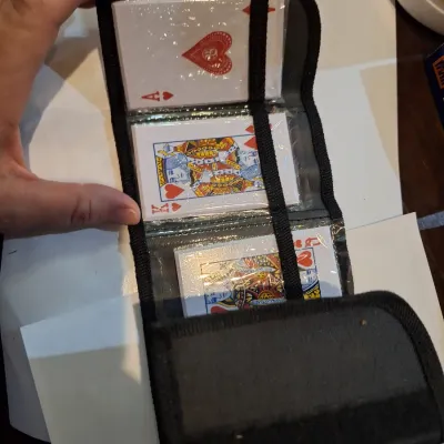 5 Metal Playing Cards 10 Through Ace of Hearts with Folding Display Case