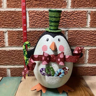 Glittery Christmas Penguin Tabletop Decoration