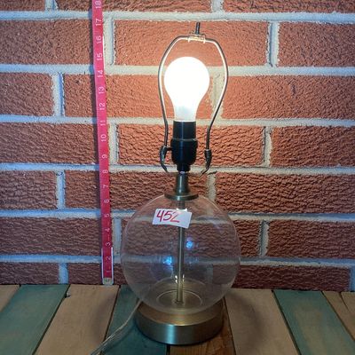 Modern Glass Globe Table Lamp with Brass Base