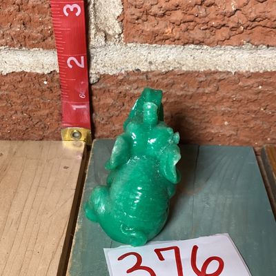 Carved Green Faux-Jade Resin Elephant Figurine
